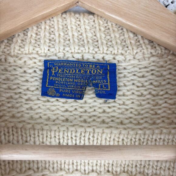 Vintage Pendleton Cable Knit Wool Sweater - Picture 3 of 6